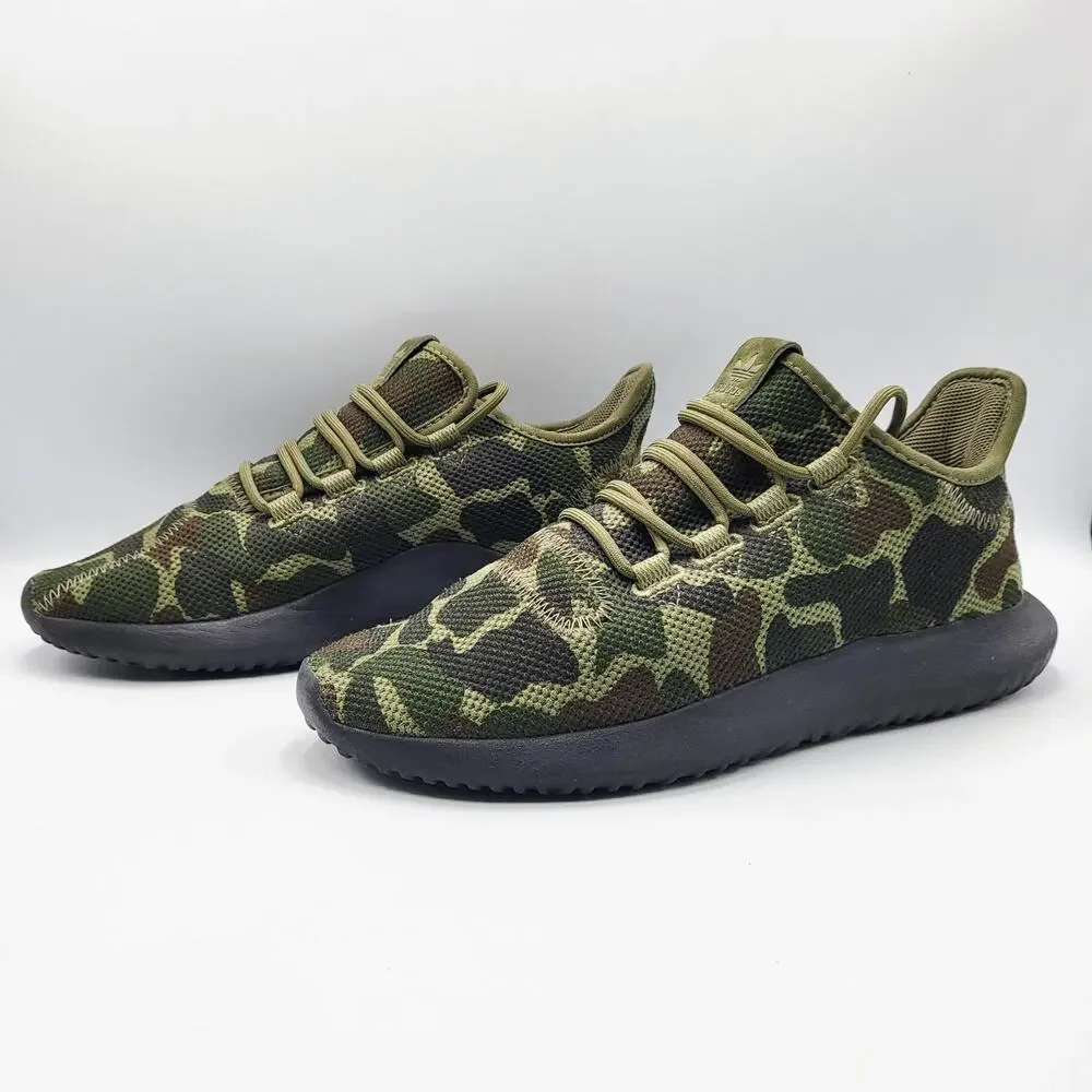 adidas Men's Size 7 Tubuluar Shadow Camo Knit Green & Brown Athletic Sneakers